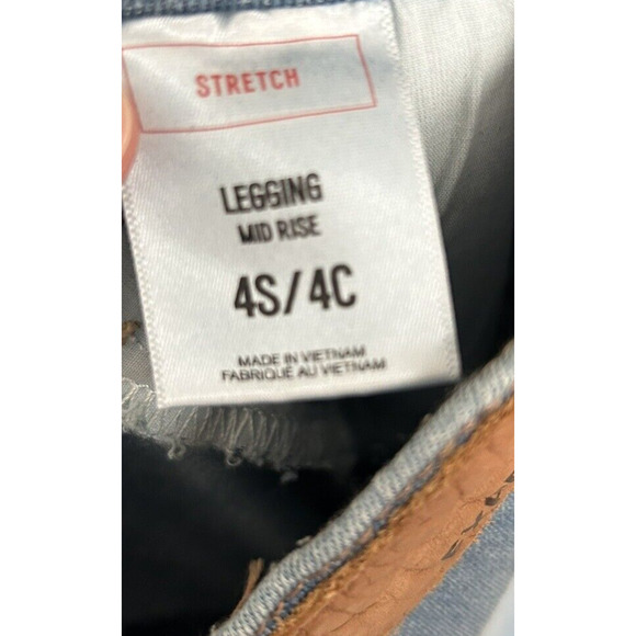 Express Women's SZ 4S Denim Skinny Leg Distressed Mid Rise Stretch Jeggings - Picture 6 of 7